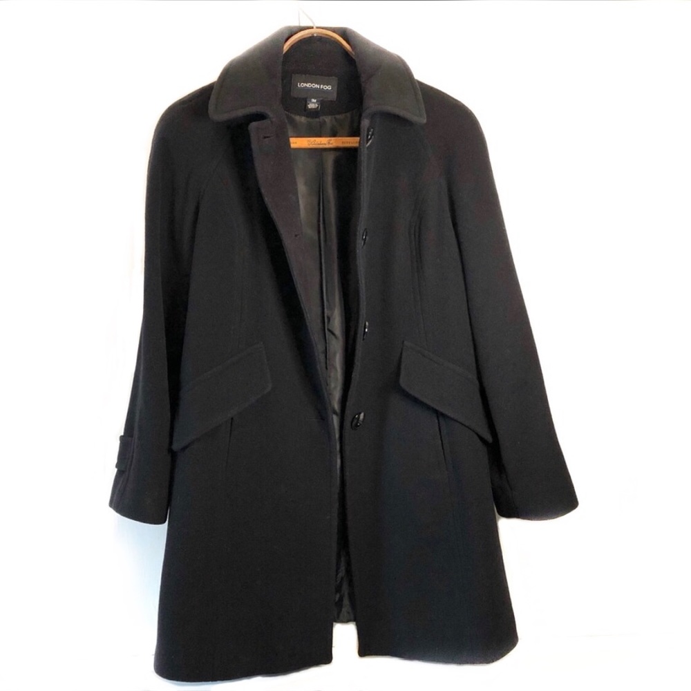 LONDON FORG Black knee length Wool pea coat